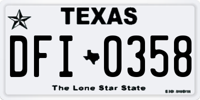 TX license plate DFI0358