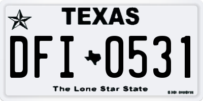 TX license plate DFI0531