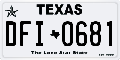 TX license plate DFI0681