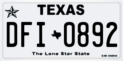 TX license plate DFI0892