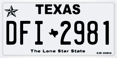 TX license plate DFI2981