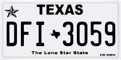 TX license plate DFI3059