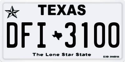 TX license plate DFI3100