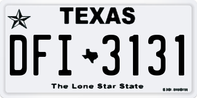 TX license plate DFI3131