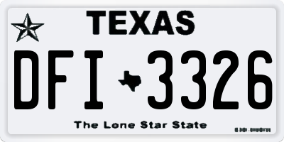 TX license plate DFI3326