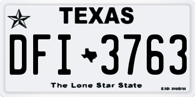 TX license plate DFI3763
