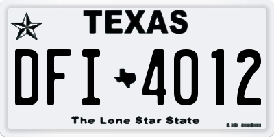 TX license plate DFI4012