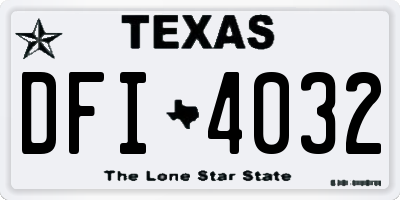 TX license plate DFI4032