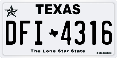 TX license plate DFI4316