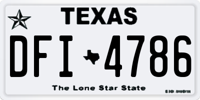 TX license plate DFI4786