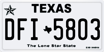 TX license plate DFI5803
