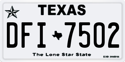 TX license plate DFI7502