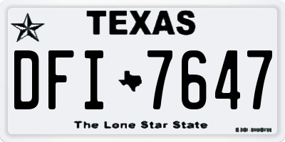 TX license plate DFI7647