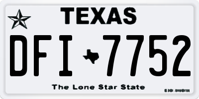 TX license plate DFI7752