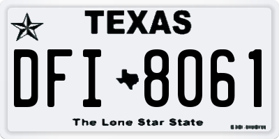 TX license plate DFI8061