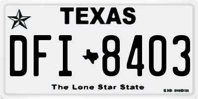 TX license plate DFI8403