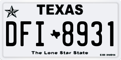 TX license plate DFI8931