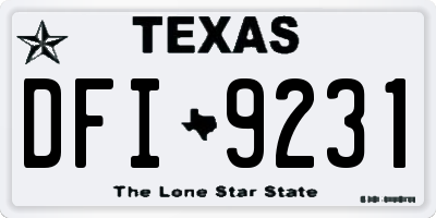 TX license plate DFI9231