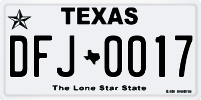 TX license plate DFJ0017