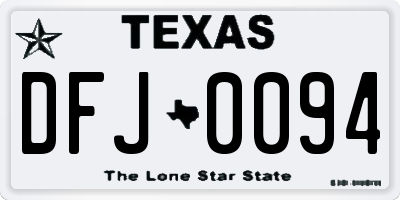 TX license plate DFJ0094