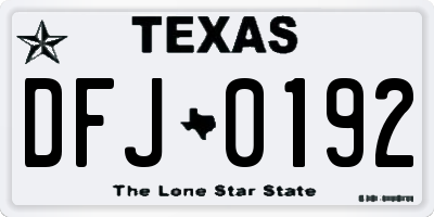 TX license plate DFJ0192