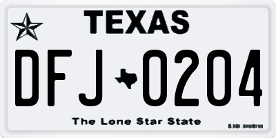TX license plate DFJ0204