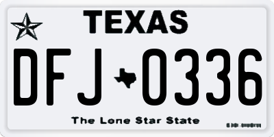 TX license plate DFJ0336