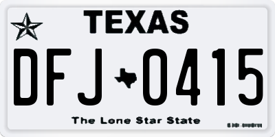 TX license plate DFJ0415