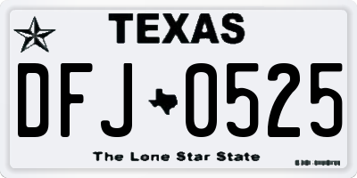 TX license plate DFJ0525