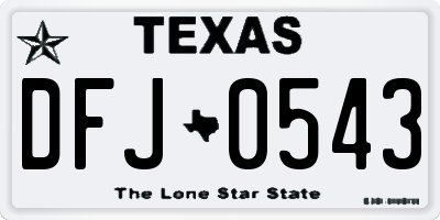 TX license plate DFJ0543