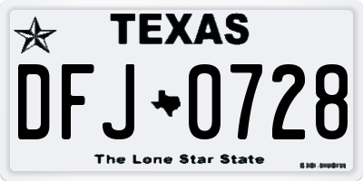 TX license plate DFJ0728