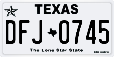 TX license plate DFJ0745