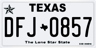 TX license plate DFJ0857