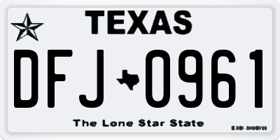 TX license plate DFJ0961