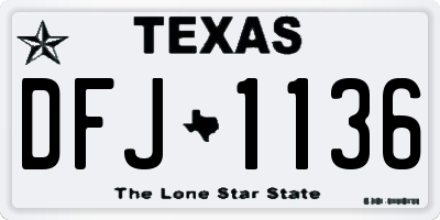TX license plate DFJ1136