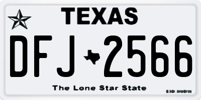 TX license plate DFJ2566