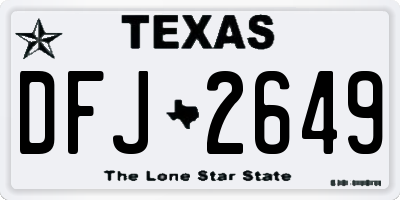 TX license plate DFJ2649