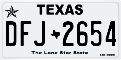 TX license plate DFJ2654