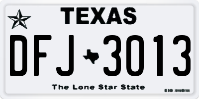 TX license plate DFJ3013