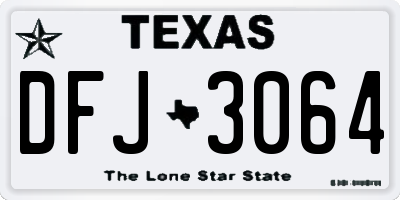 TX license plate DFJ3064