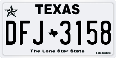 TX license plate DFJ3158