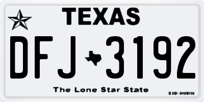 TX license plate DFJ3192