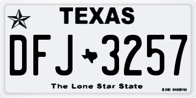 TX license plate DFJ3257