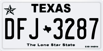 TX license plate DFJ3287