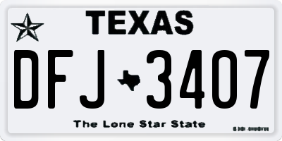 TX license plate DFJ3407