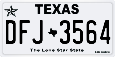 TX license plate DFJ3564