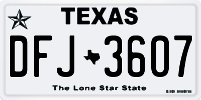 TX license plate DFJ3607