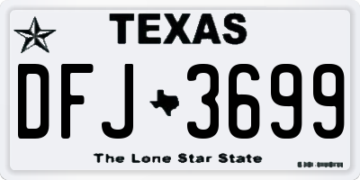 TX license plate DFJ3699