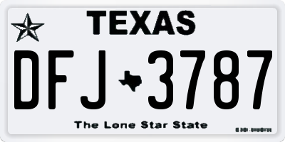 TX license plate DFJ3787