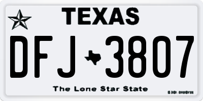 TX license plate DFJ3807